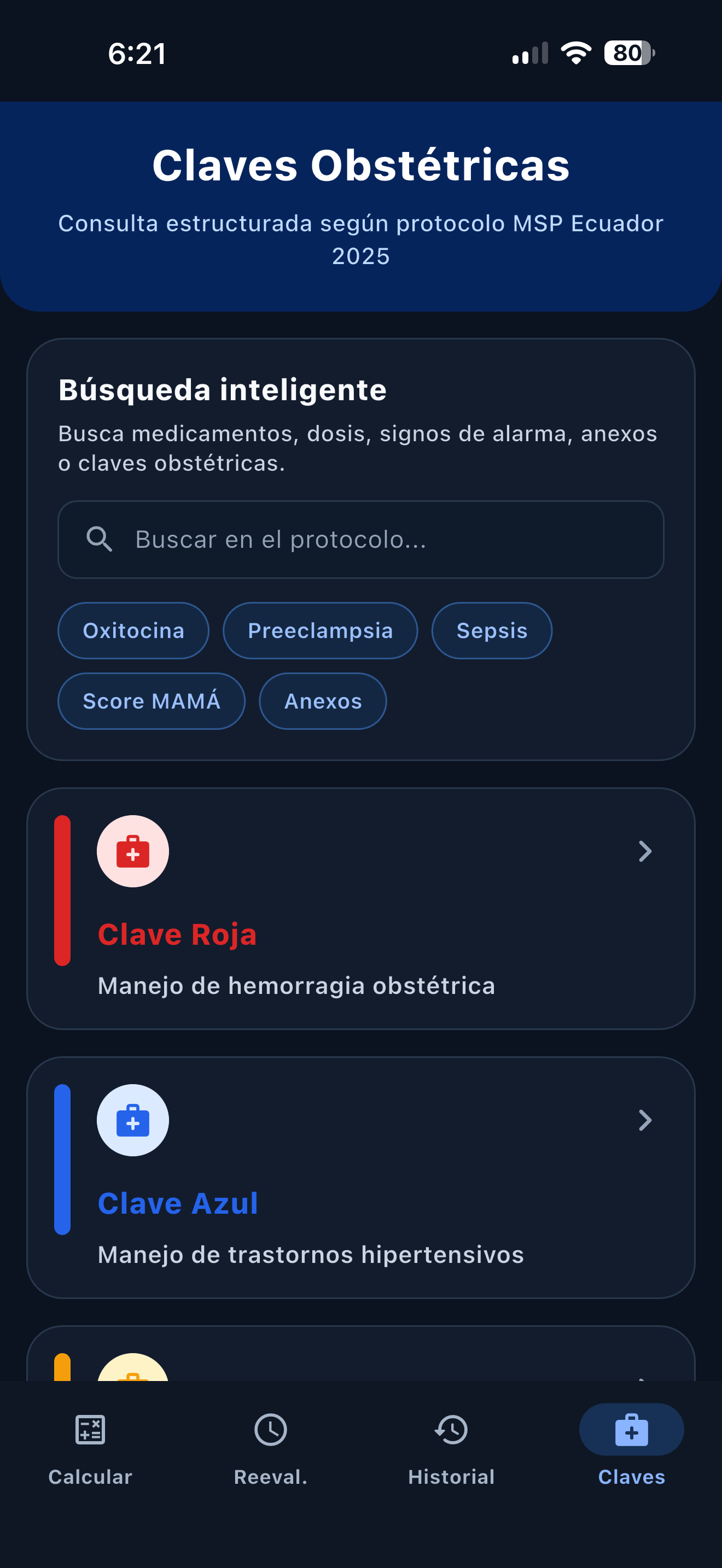 Consulta estructurada de claves obstétricas